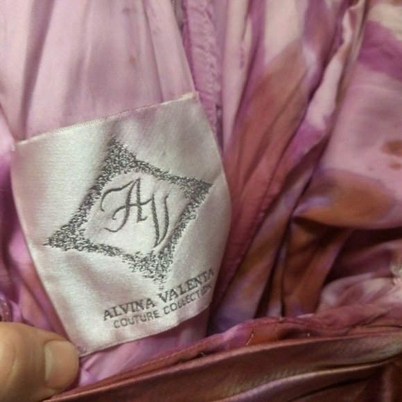 Alvina Valenta tie dyed wedding dress prom gown ivory pink purple gold XS 0 2 4 - Picture 9 of 10